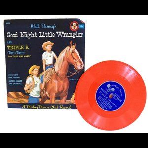 1950s LITTLE GOLDEN RECORDS~Disney~GOOD NIGHT LITTLE WRANGLER~78 rpm RED VINYL